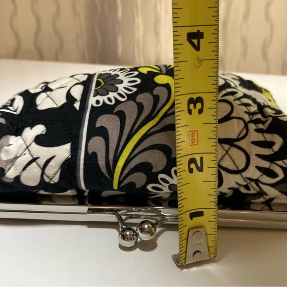 Vera Bradley Baroque Black Yellow Travel Kiss Lock Lined Cosmetic Makeup Bag - Picture 6 of 16